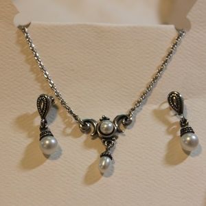 James Avery Vintage Pearl Earrings/Necklace